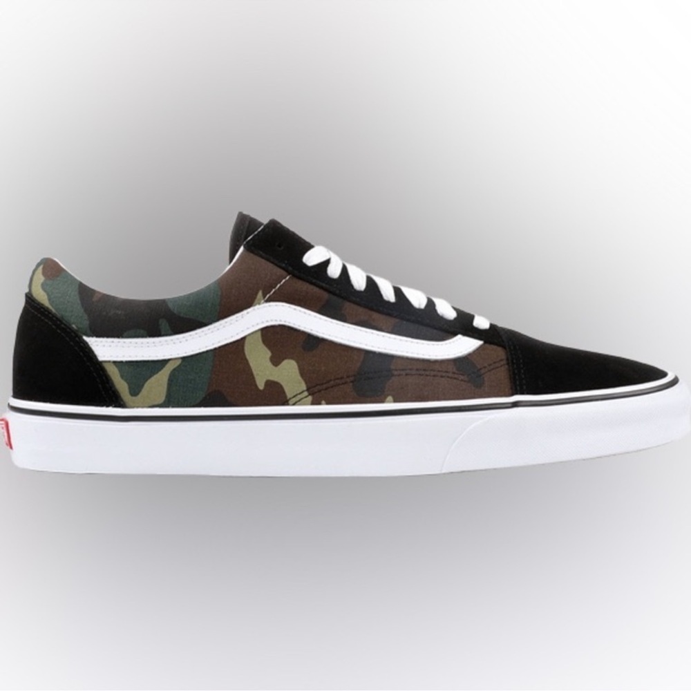 Vans Camouflage and Black Sneakers